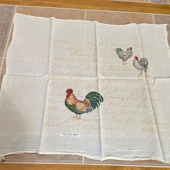 4 Rooster Flour Sack VTG Towels- Multicolor - Picture 2 of 10